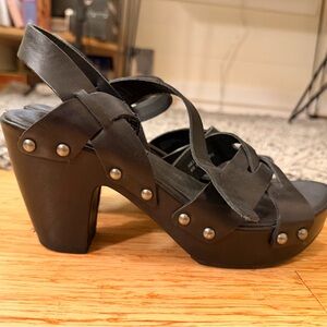 Kork Ease Deborah Black Leather Studded Sandals